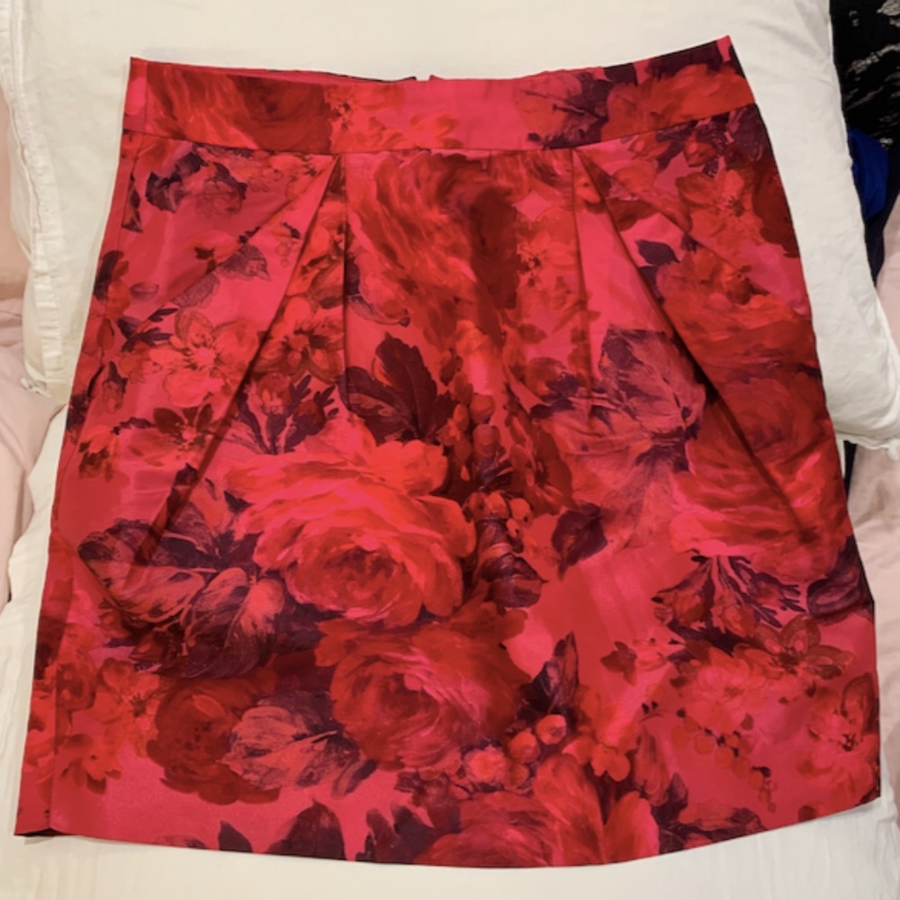 J. Crew Red Floral Skirt